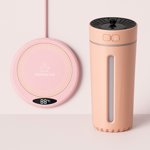 Set Relaxare Premium: Încălzitor Cești + Umidificator cu USB