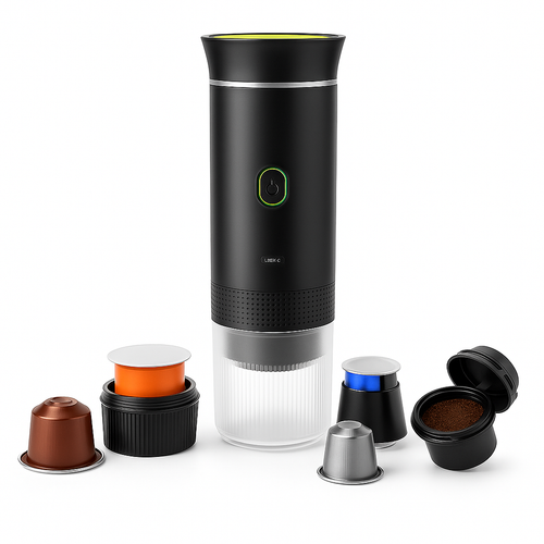 Espressor Portabil Electric – Cafea Capsule și Măcinată, USB-C, culoare negru