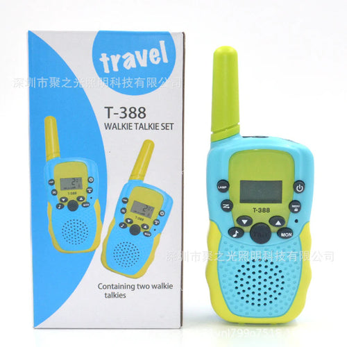 Set 2 stații Walkie Talkie pentru copii, ecran LCD, rază 3 km, funcție anticădere, 20 canale, 5 sunete de apel, disponibile în 3 culori