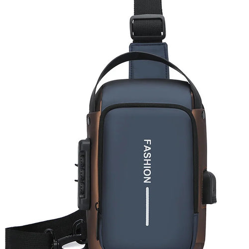 Geantă de umăr impermeabilă cu port USB, buzunar antifurt, design crossbody, ideală pentru călătorii, în 2 culori